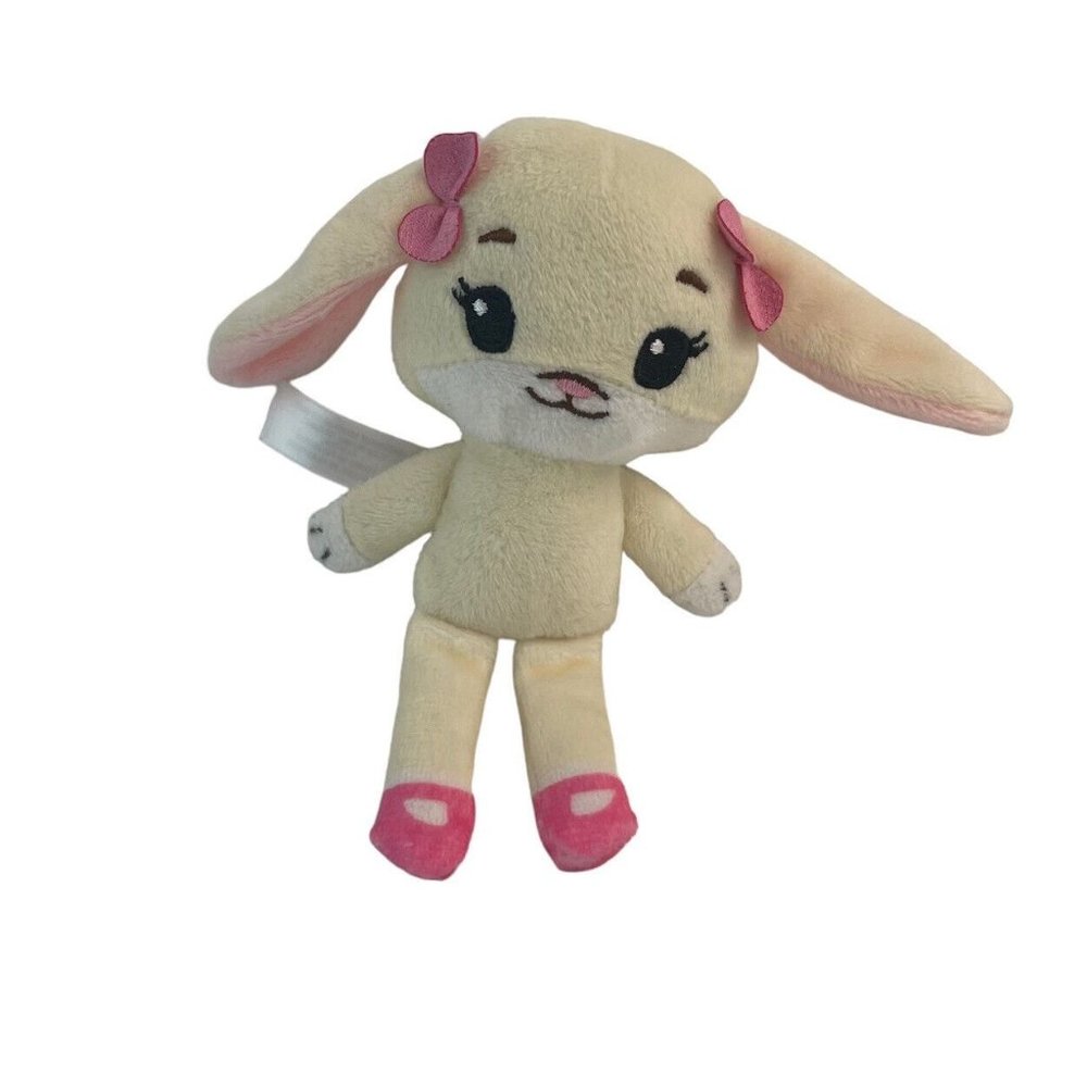 Beverly Hills Teddy Bear Co Tiny Tukkins Bunny Rabbit 6" Plush Cream w/Pink Bows